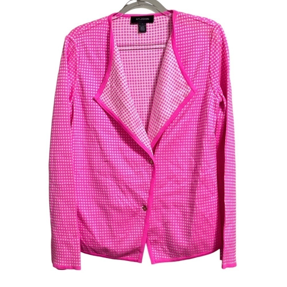 ST JOHN SZ SM PINK POLKA DOT CARDIGAN